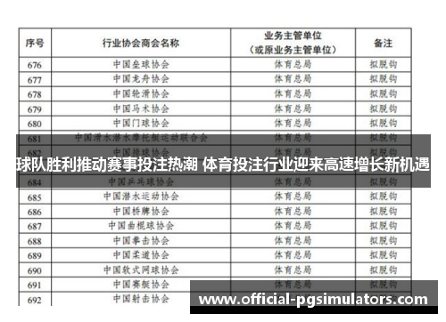 球队胜利推动赛事投注热潮 体育投注行业迎来高速增长新机遇